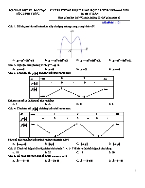 Đề thi thử Tốt nghiệp THPT môn Toán - Mã đề 101 - Năm học 2020 (Có đáp án)